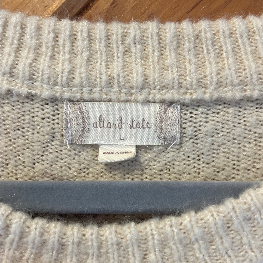Altar’d State tan & maroon large floral puff sleeve sweater - Picture 4 of 5